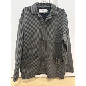 Closed Mens Striped Chore Jacket Portuguese Fabric Button Up Overshirt Grey M